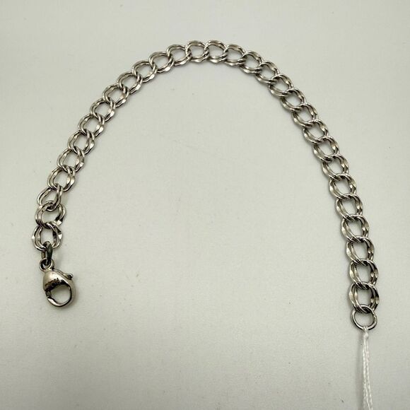 7.5" Double Cuban chain link bracelet in solid sterling silver, marked ROC! - Picture 9 of 10